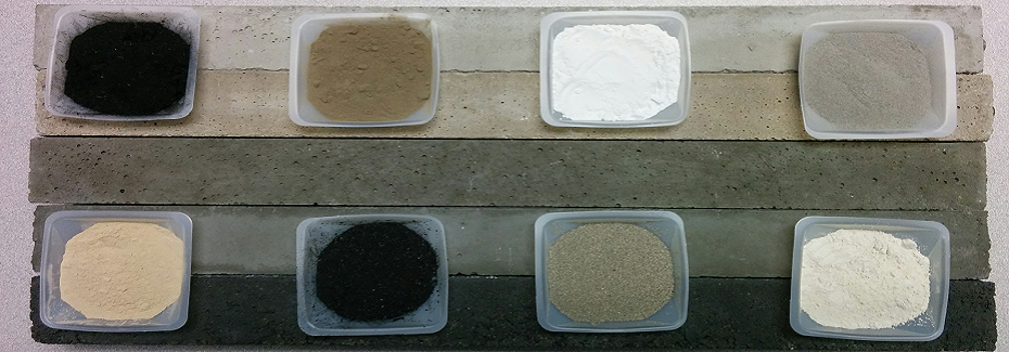 Trays of Pozzolan powder samples